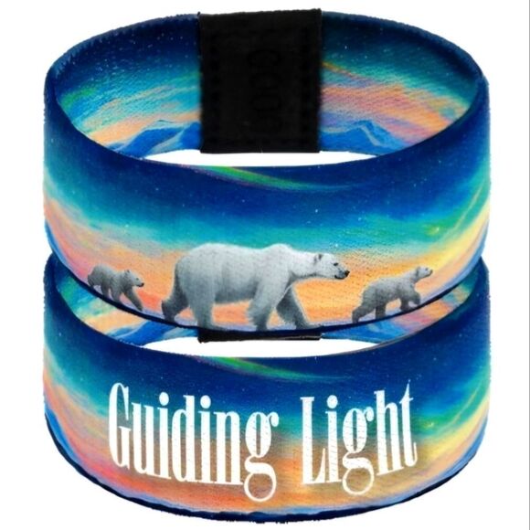 ZOX "GUIDING LIGHT" #1381 POLAR BEAR SUNSET CHRISTMAS Med COLLECTIBLE Wristband - Picture 1 of 8